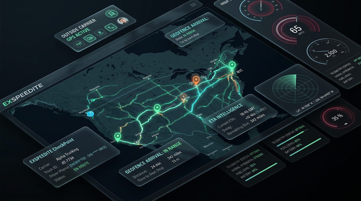 Exspeedite CheckPoint Control Tower Dispatch Telemetry HUD